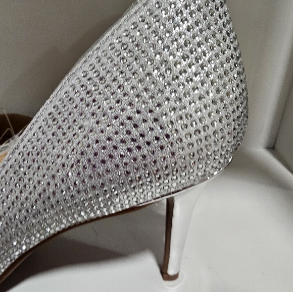 jessica simpson lindiza  rhinestones sparkly silver heels  size 10 - Picture 10 of 10